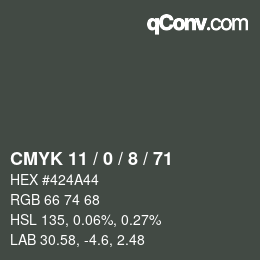 Color code: CMYK 11 / 0 / 8 / 71 | qconv.com