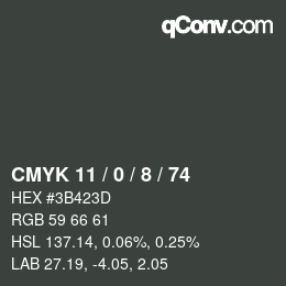 カラーコード: CMYK 11 / 0 / 8 / 74 | qconv.com