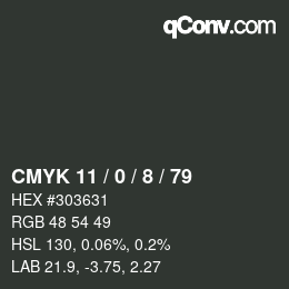 Color code: CMYK 11 / 0 / 8 / 79 | qconv.com