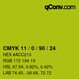 Color code: CMYK 11 / 0 / 90 / 24 | qconv.com