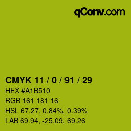 Color code: CMYK 11 / 0 / 91 / 29 | qconv.com