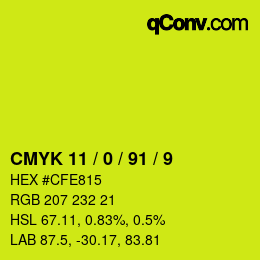 Color code: CMYK 11 / 0 / 91 / 9 | qconv.com
