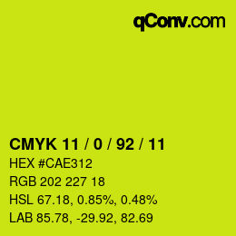 Color code: CMYK 11 / 0 / 92 / 11 | qconv.com