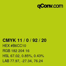 Farbcode: CMYK 11 / 0 / 92 / 20 | qconv.com