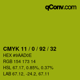 颜色代码: CMYK 11 / 0 / 92 / 32 | qconv.com