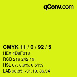 颜色代码: CMYK 11 / 0 / 92 / 5 | qconv.com