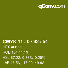 カラーコード: CMYK 11 / 0 / 92 / 54 | qconv.com