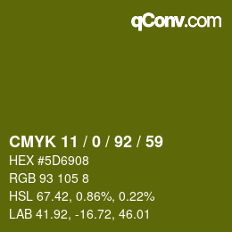 颜色代码: CMYK 11 / 0 / 92 / 59 | qconv.com