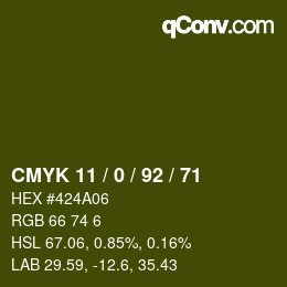 Color code: CMYK 11 / 0 / 92 / 71 | qconv.com