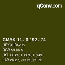 颜色代码: CMYK 11 / 0 / 92 / 74 | qconv.com