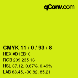 Color code: CMYK 11 / 0 / 93 / 8 | qconv.com