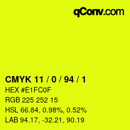 カラーコード: CMYK 11 / 0 / 94 / 1 | qconv.com