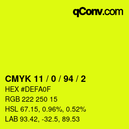 Color code: CMYK 11 / 0 / 94 / 2 | qconv.com
