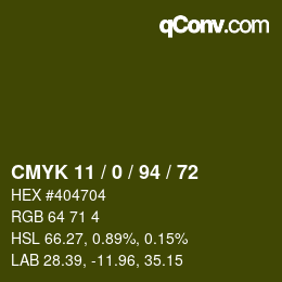 Color code: CMYK 11 / 0 / 94 / 72 | qconv.com