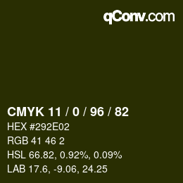 Color code: CMYK 11 / 0 / 96 / 82 | qconv.com