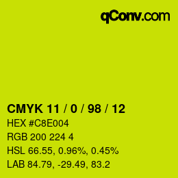 Color code: CMYK 11 / 0 / 98 / 12 | qconv.com