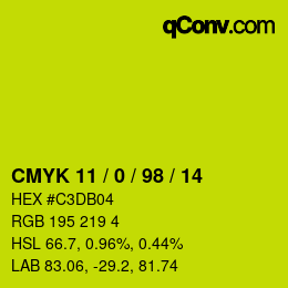 颜色代码: CMYK 11 / 0 / 98 / 14 | qconv.com