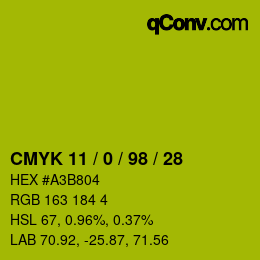 颜色代码: CMYK 11 / 0 / 98 / 28 | qconv.com