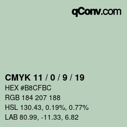 Color code: CMYK 11 / 0 / 9 / 19 | qconv.com