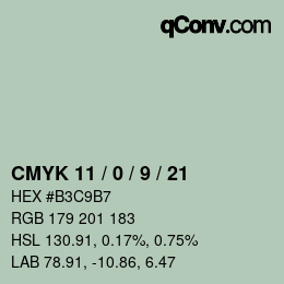 カラーコード: CMYK 11 / 0 / 9 / 21 | qconv.com