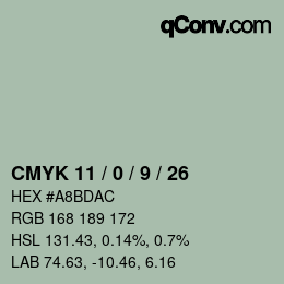 カラーコード: CMYK 11 / 0 / 9 / 26 | qconv.com