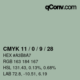 Color code: CMYK 11 / 0 / 9 / 28 | qconv.com