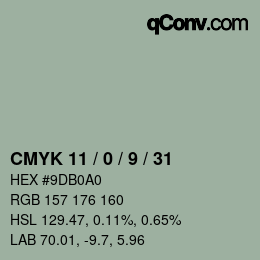 カラーコード: CMYK 11 / 0 / 9 / 31 | qconv.com