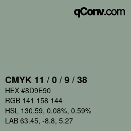 颜色代码: CMYK 11 / 0 / 9 / 38 | qconv.com