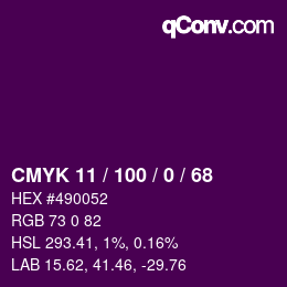 Color code: CMYK 11 / 100 / 0 / 68 | qconv.com