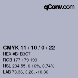 Color code: CMYK 11 / 10 / 0 / 22 | qconv.com