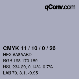 Color code: CMYK 11 / 10 / 0 / 26 | qconv.com