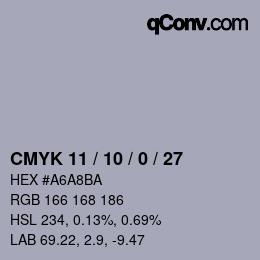 Color code: CMYK 11 / 10 / 0 / 27 | qconv.com