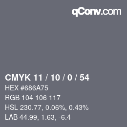 Color code: CMYK 11 / 10 / 0 / 54 | qconv.com