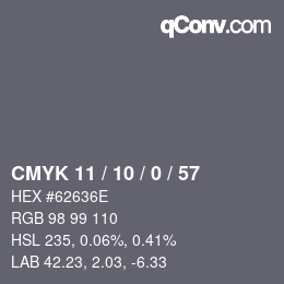 Color code: CMYK 11 / 10 / 0 / 57 | qconv.com