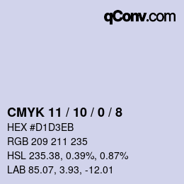 カラーコード: CMYK 11 / 10 / 0 / 8 | qconv.com