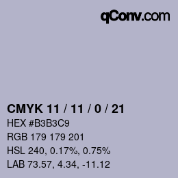 Color code: CMYK 11 / 11 / 0 / 21 | qconv.com