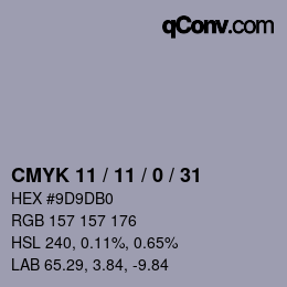 Color code: CMYK 11 / 11 / 0 / 31 | qconv.com