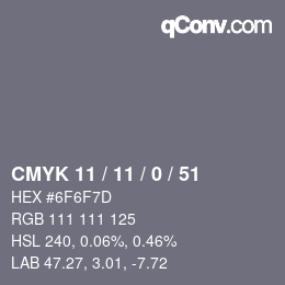 Color code: CMYK 11 / 11 / 0 / 51 | qconv.com