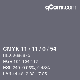 Color code: CMYK 11 / 11 / 0 / 54 | qconv.com