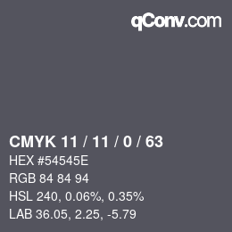 Color code: CMYK 11 / 11 / 0 / 63 | qconv.com