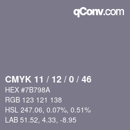 Color code: CMYK 11 / 12 / 0 / 46 | qconv.com