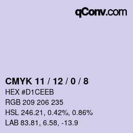 カラーコード: CMYK 11 / 12 / 0 / 8 | qconv.com
