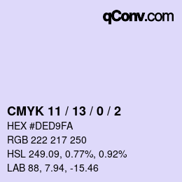 カラーコード: CMYK 11 / 13 / 0 / 2 | qconv.com