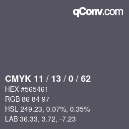 カラーコード: CMYK 11 / 13 / 0 / 62 | qconv.com