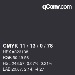 Color code: CMYK 11 / 13 / 0 / 78 | qconv.com