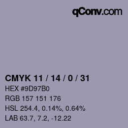カラーコード: CMYK 11 / 14 / 0 / 31 | qconv.com