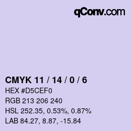 颜色代码: CMYK 11 / 14 / 0 / 6 | qconv.com