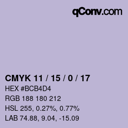 Code couleur: CMYK 11 / 15 / 0 / 17 | qconv.com