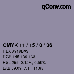 Color code: CMYK 11 / 15 / 0 / 36 | qconv.com