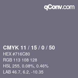 Color code: CMYK 11 / 15 / 0 / 50 | qconv.com